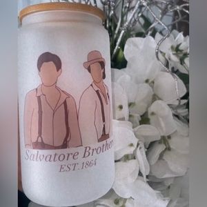 The vampire diaries Salvatore brothers glass can 🩸💉